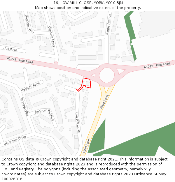 16, LOW MILL CLOSE, YORK, YO10 5JN: Location map and indicative extent of plot