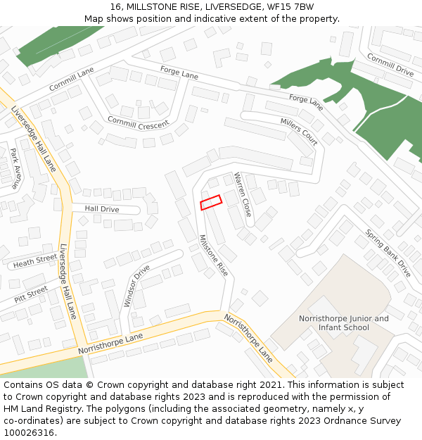 16, MILLSTONE RISE, LIVERSEDGE, WF15 7BW: Location map and indicative extent of plot