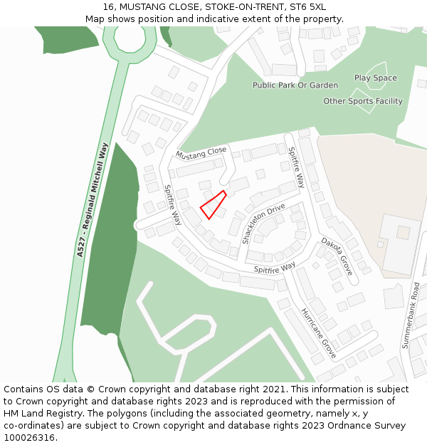 16, MUSTANG CLOSE, STOKE-ON-TRENT, ST6 5XL: Location map and indicative extent of plot