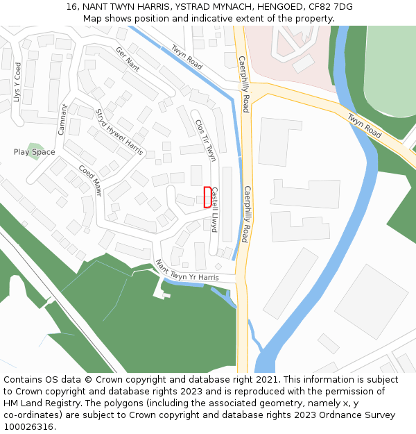 16, NANT TWYN HARRIS, YSTRAD MYNACH, HENGOED, CF82 7DG: Location map and indicative extent of plot