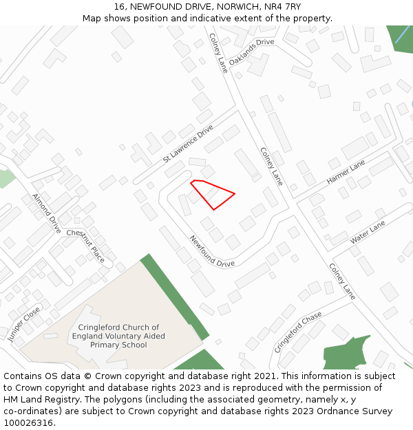 16, NEWFOUND DRIVE, NORWICH, NR4 7RY: Location map and indicative extent of plot