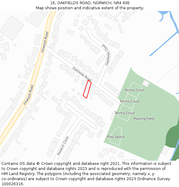 16, OAKFIELDS ROAD, NORWICH, NR4 6XE: Location map and indicative extent of plot