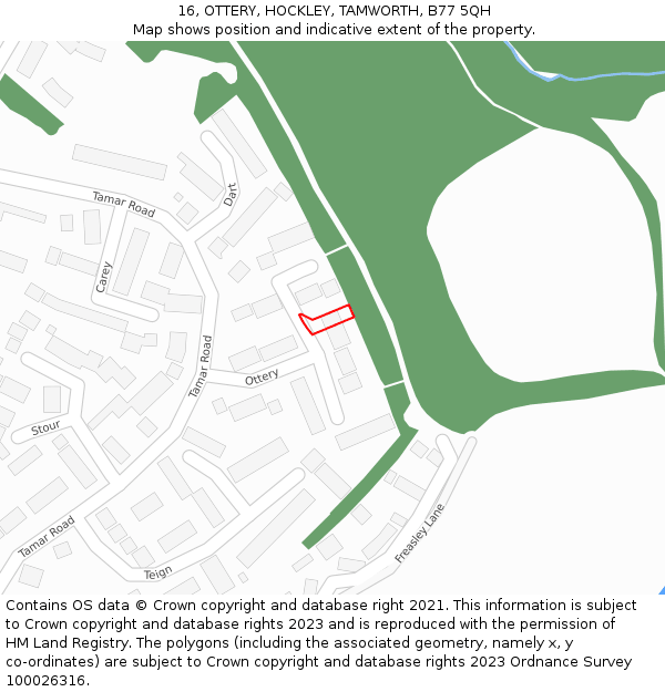 16, OTTERY, HOCKLEY, TAMWORTH, B77 5QH: Location map and indicative extent of plot