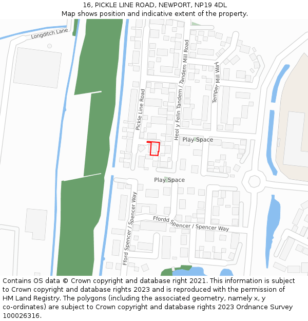 16, PICKLE LINE ROAD, NEWPORT, NP19 4DL: Location map and indicative extent of plot