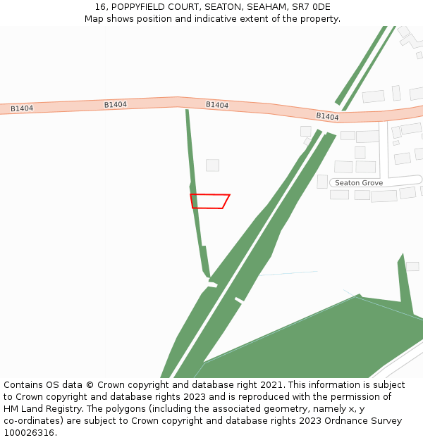 16, POPPYFIELD COURT, SEATON, SEAHAM, SR7 0DE: Location map and indicative extent of plot