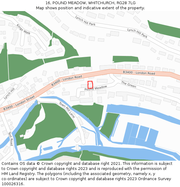 16, POUND MEADOW, WHITCHURCH, RG28 7LG: Location map and indicative extent of plot