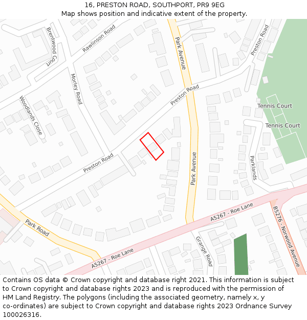 16, PRESTON ROAD, SOUTHPORT, PR9 9EG: Location map and indicative extent of plot