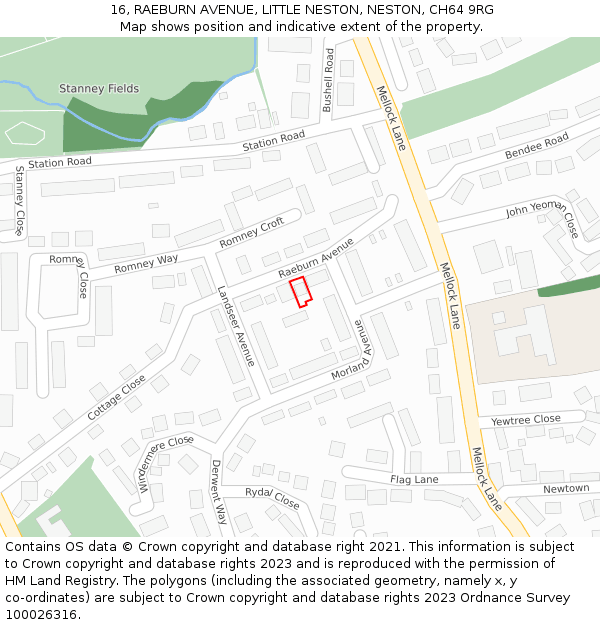 16, RAEBURN AVENUE, LITTLE NESTON, NESTON, CH64 9RG: Location map and indicative extent of plot