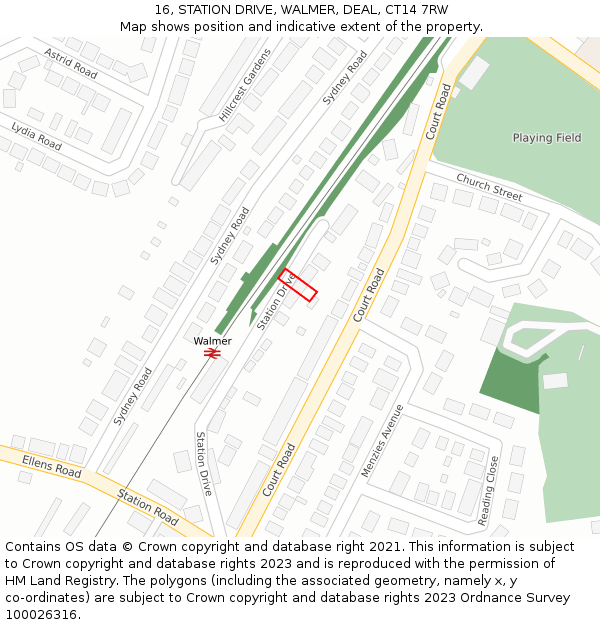 16, STATION DRIVE, WALMER, DEAL, CT14 7RW: Location map and indicative extent of plot