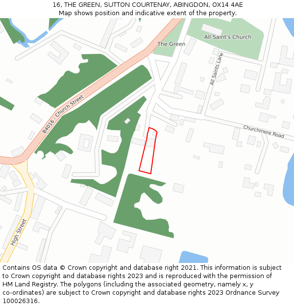 16, THE GREEN, SUTTON COURTENAY, ABINGDON, OX14 4AE: Location map and indicative extent of plot