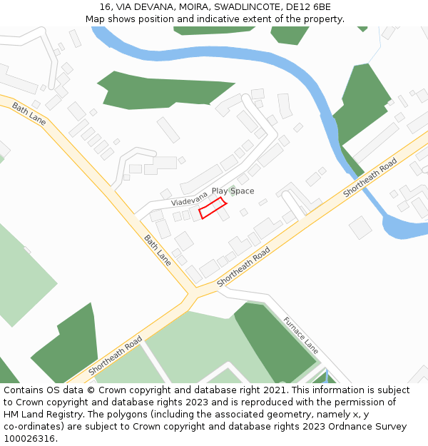 16, VIA DEVANA, MOIRA, SWADLINCOTE, DE12 6BE: Location map and indicative extent of plot