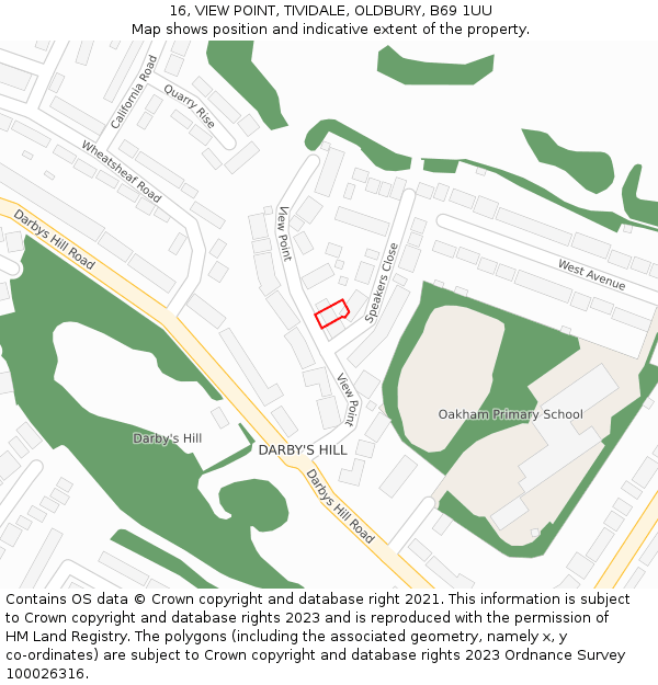 16, VIEW POINT, TIVIDALE, OLDBURY, B69 1UU: Location map and indicative extent of plot