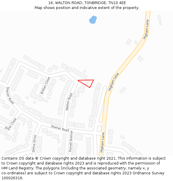 16, WALTON ROAD, TONBRIDGE, TN10 4EE: Location map and indicative extent of plot