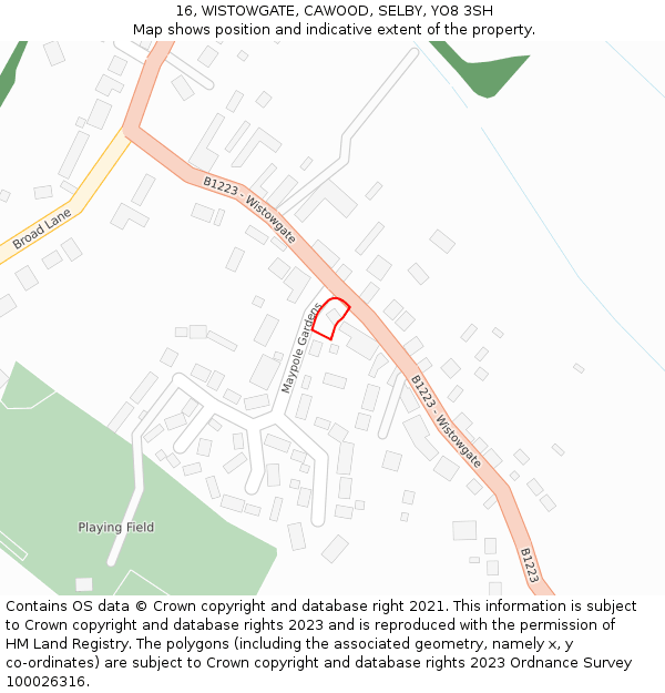 16, WISTOWGATE, CAWOOD, SELBY, YO8 3SH: Location map and indicative extent of plot