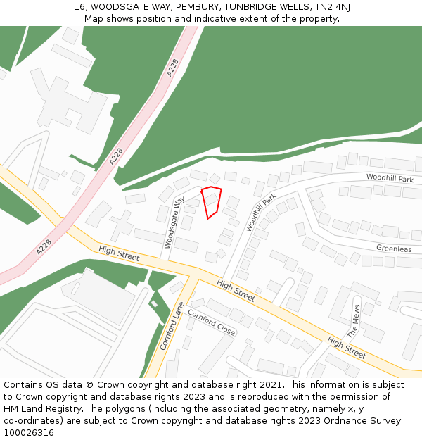 16, WOODSGATE WAY, PEMBURY, TUNBRIDGE WELLS, TN2 4NJ: Location map and indicative extent of plot