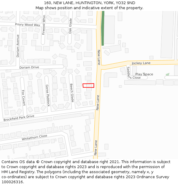 160, NEW LANE, HUNTINGTON, YORK, YO32 9ND: Location map and indicative extent of plot