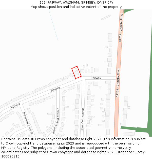 161, FAIRWAY, WALTHAM, GRIMSBY, DN37 0PY: Location map and indicative extent of plot