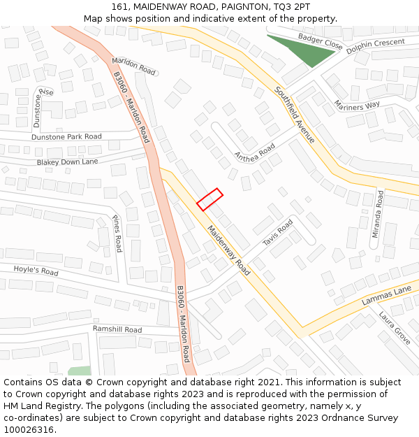 161, MAIDENWAY ROAD, PAIGNTON, TQ3 2PT: Location map and indicative extent of plot