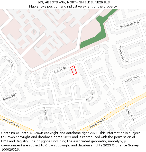 163, ABBOTS WAY, NORTH SHIELDS, NE29 8LS: Location map and indicative extent of plot