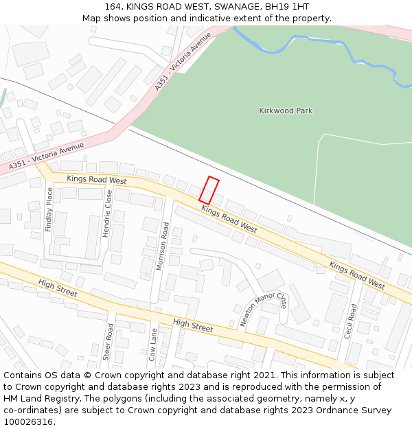 164, KINGS ROAD WEST, SWANAGE, BH19 1HT: Location map and indicative extent of plot