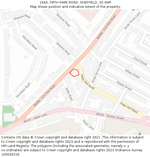 164A, FIRTH PARK ROAD, SHEFFIELD, S5 6WP: Location map and indicative extent of plot