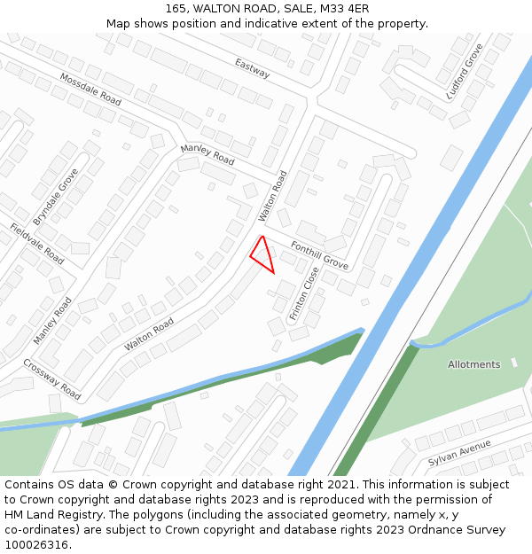 165, WALTON ROAD, SALE, M33 4ER: Location map and indicative extent of plot