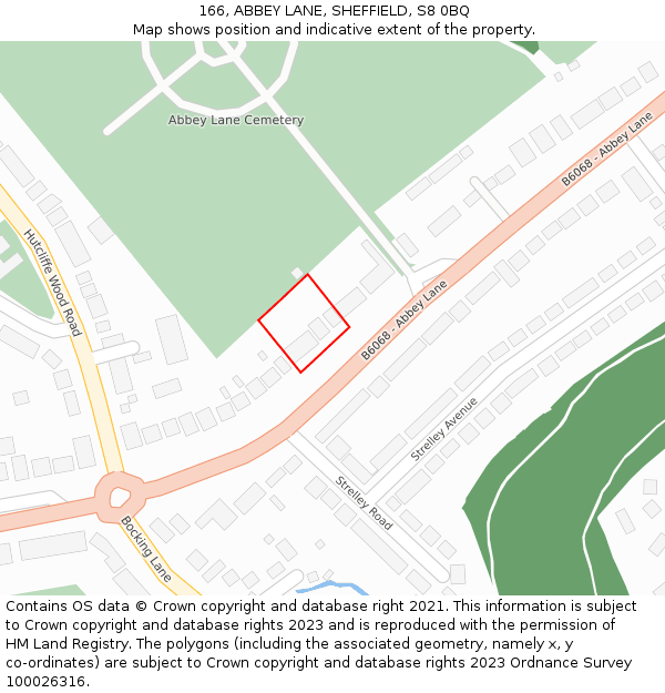 166, ABBEY LANE, SHEFFIELD, S8 0BQ: Location map and indicative extent of plot