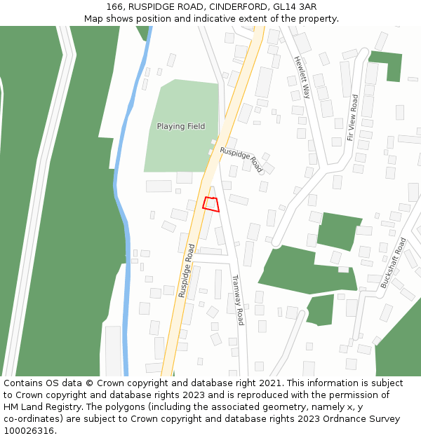 166, RUSPIDGE ROAD, CINDERFORD, GL14 3AR: Location map and indicative extent of plot