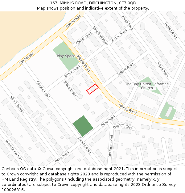 167, MINNIS ROAD, BIRCHINGTON, CT7 9QD: Location map and indicative extent of plot