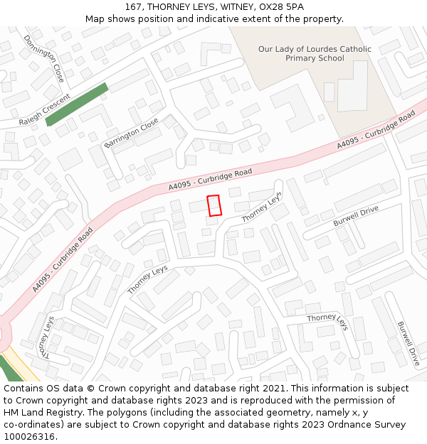 167, THORNEY LEYS, WITNEY, OX28 5PA: Location map and indicative extent of plot