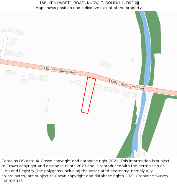 168, KENILWORTH ROAD, KNOWLE, SOLIHULL, B93 0JJ: Location map and indicative extent of plot