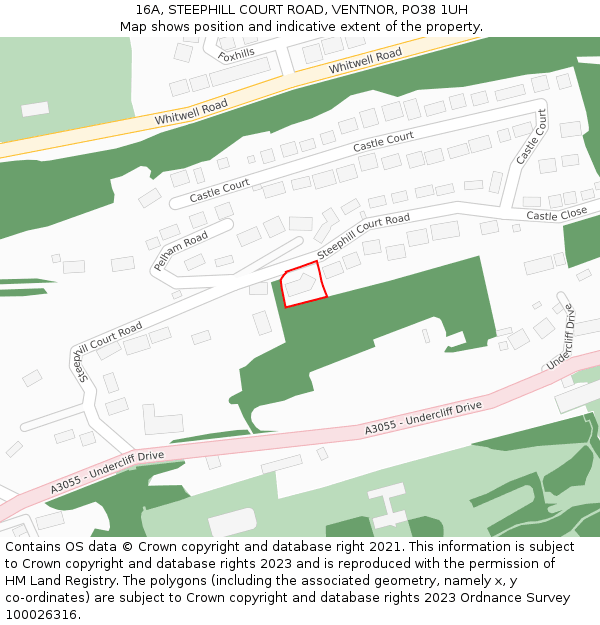 16A, STEEPHILL COURT ROAD, VENTNOR, PO38 1UH: Location map and indicative extent of plot