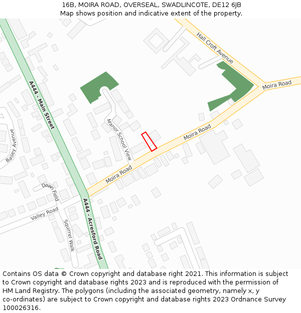 16B, MOIRA ROAD, OVERSEAL, SWADLINCOTE, DE12 6JB: Location map and indicative extent of plot