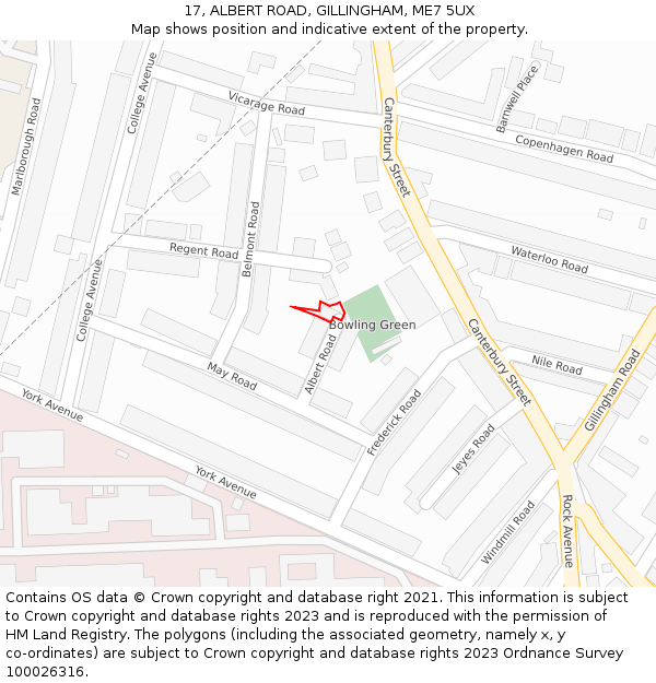 17, ALBERT ROAD, GILLINGHAM, ME7 5UX: Location map and indicative extent of plot