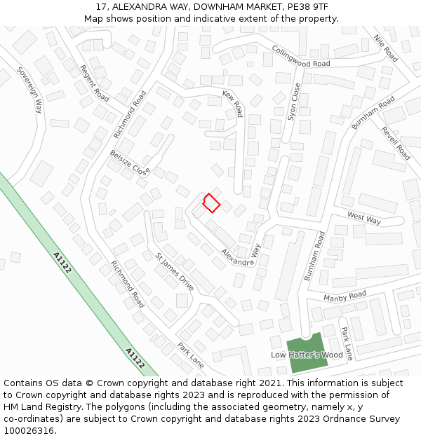 17, ALEXANDRA WAY, DOWNHAM MARKET, PE38 9TF: Location map and indicative extent of plot