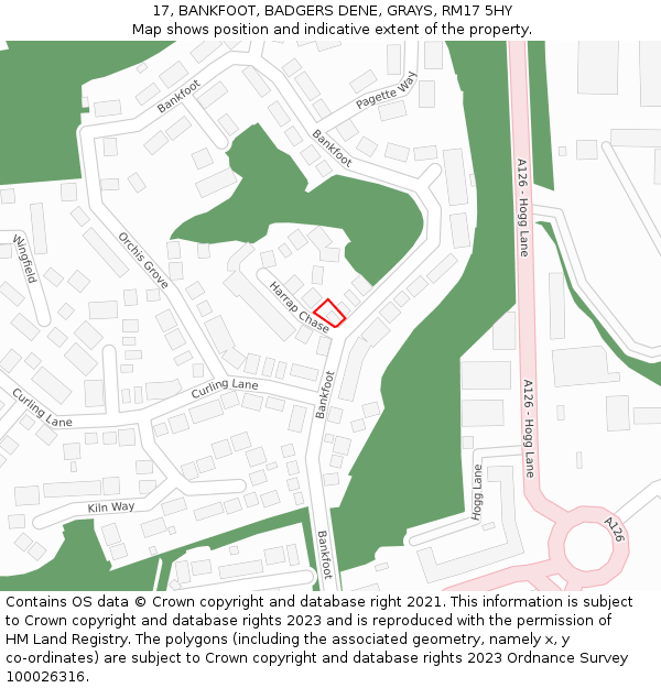 17, BANKFOOT, BADGERS DENE, GRAYS, RM17 5HY: Location map and indicative extent of plot