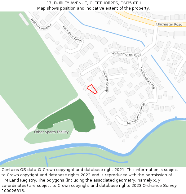 17, BURLEY AVENUE, CLEETHORPES, DN35 0TH: Location map and indicative extent of plot