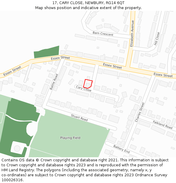 17, CARY CLOSE, NEWBURY, RG14 6QT: Location map and indicative extent of plot