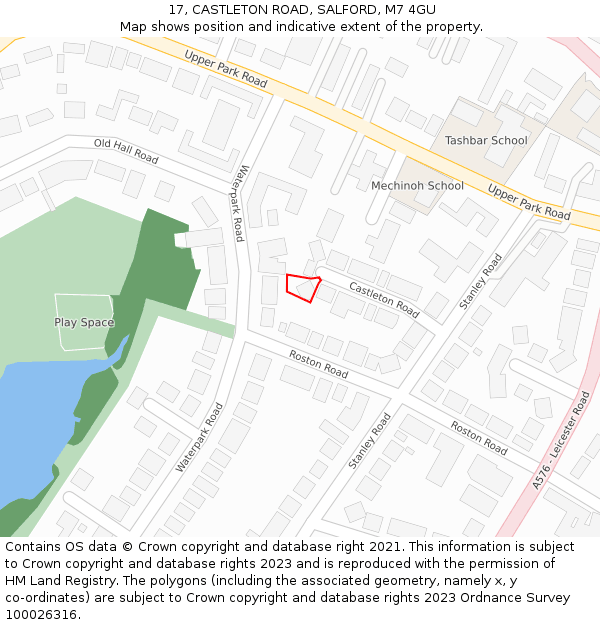 17, CASTLETON ROAD, SALFORD, M7 4GU: Location map and indicative extent of plot