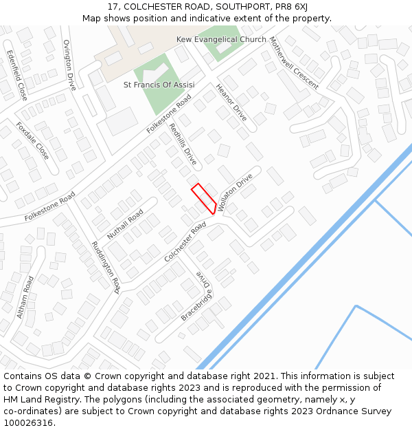 17, COLCHESTER ROAD, SOUTHPORT, PR8 6XJ: Location map and indicative extent of plot