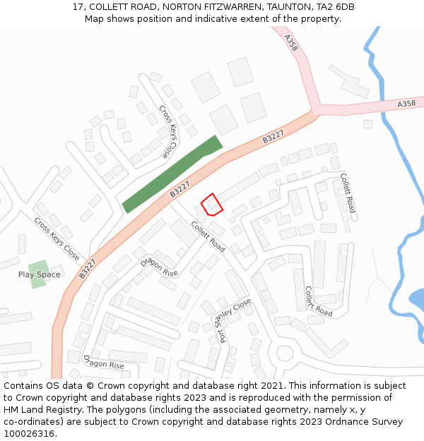 17, COLLETT ROAD, NORTON FITZWARREN, TAUNTON, TA2 6DB: Location map and indicative extent of plot