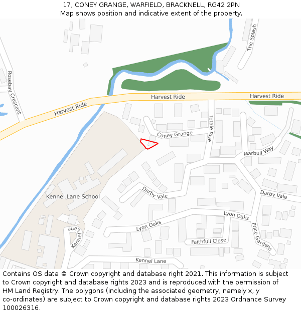 17, CONEY GRANGE, WARFIELD, BRACKNELL, RG42 2PN: Location map and indicative extent of plot