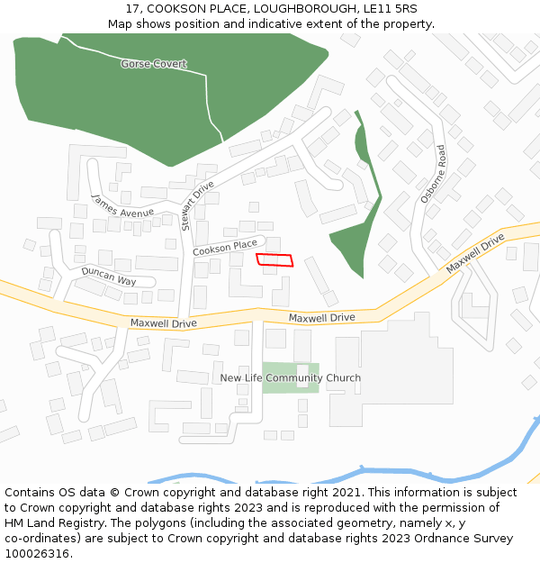 17, COOKSON PLACE, LOUGHBOROUGH, LE11 5RS: Location map and indicative extent of plot