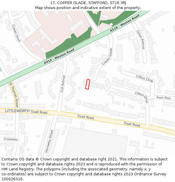 17, COPPER GLADE, STAFFORD, ST16 3RJ: Location map and indicative extent of plot