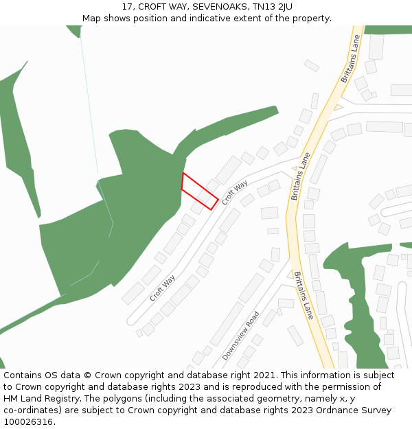 17, CROFT WAY, SEVENOAKS, TN13 2JU: Location map and indicative extent of plot