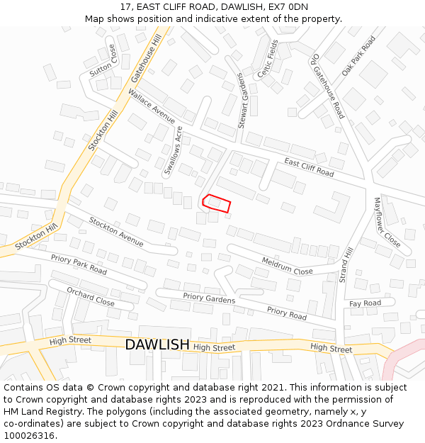 17, EAST CLIFF ROAD, DAWLISH, EX7 0DN: Location map and indicative extent of plot