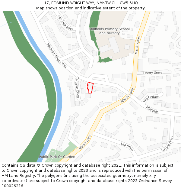 17, EDMUND WRIGHT WAY, NANTWICH, CW5 5HQ: Location map and indicative extent of plot