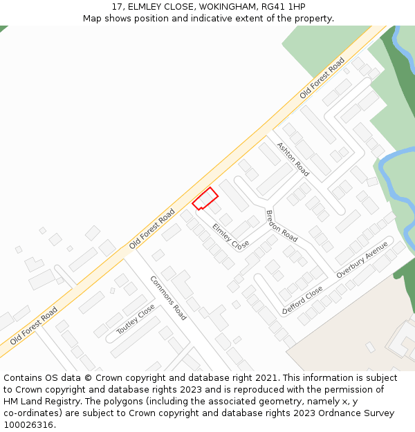 17, ELMLEY CLOSE, WOKINGHAM, RG41 1HP: Location map and indicative extent of plot