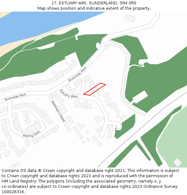 17, ESTUARY WAY, SUNDERLAND, SR4 0RS: Location map and indicative extent of plot