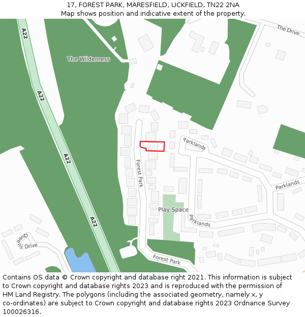17, FOREST PARK, MARESFIELD, UCKFIELD, TN22 2NA: Location map and indicative extent of plot